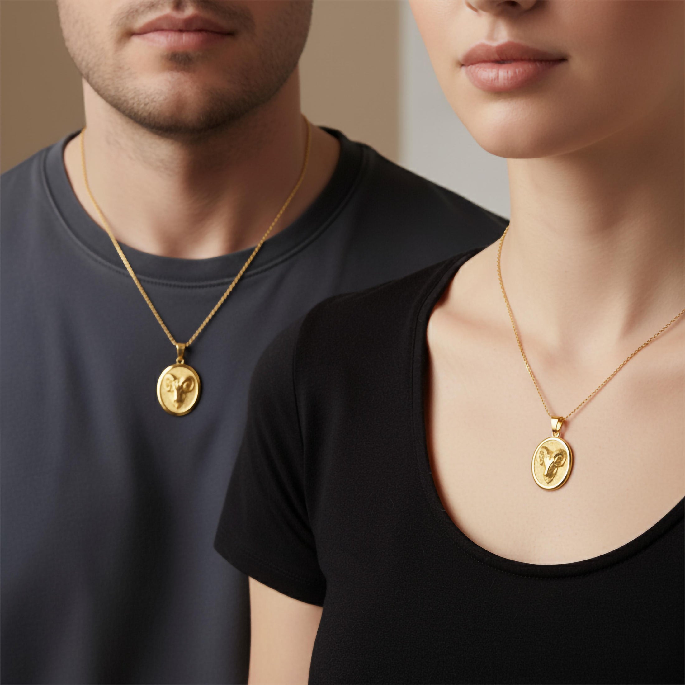 Gold Ram Pendant - Engravable