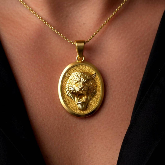 Gold Tiger Pendant - Engravable