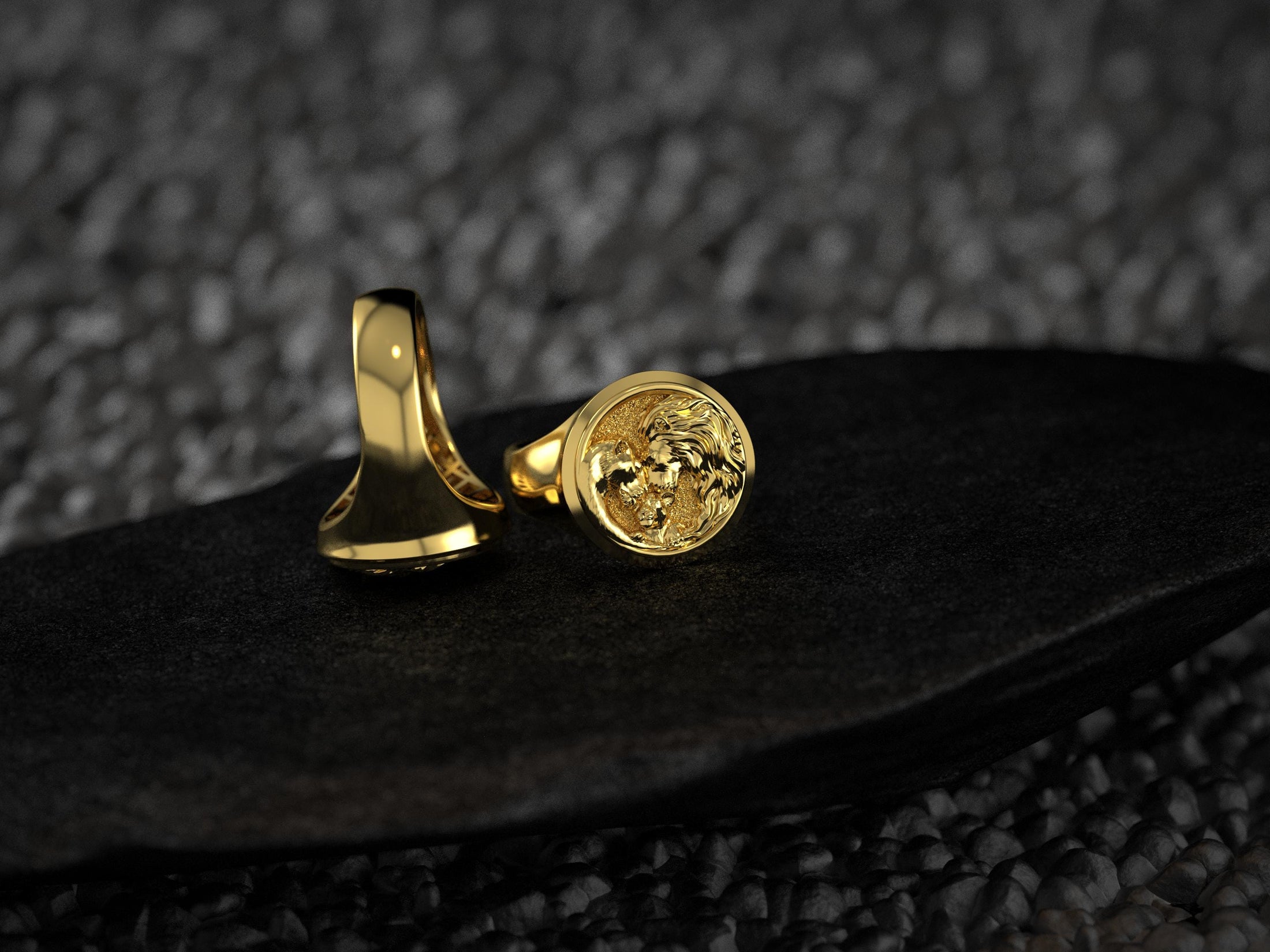 Lion Family Signet Ring – Sterling Silver Men’s Ring Symbol of Strength, Protection and Loyalty