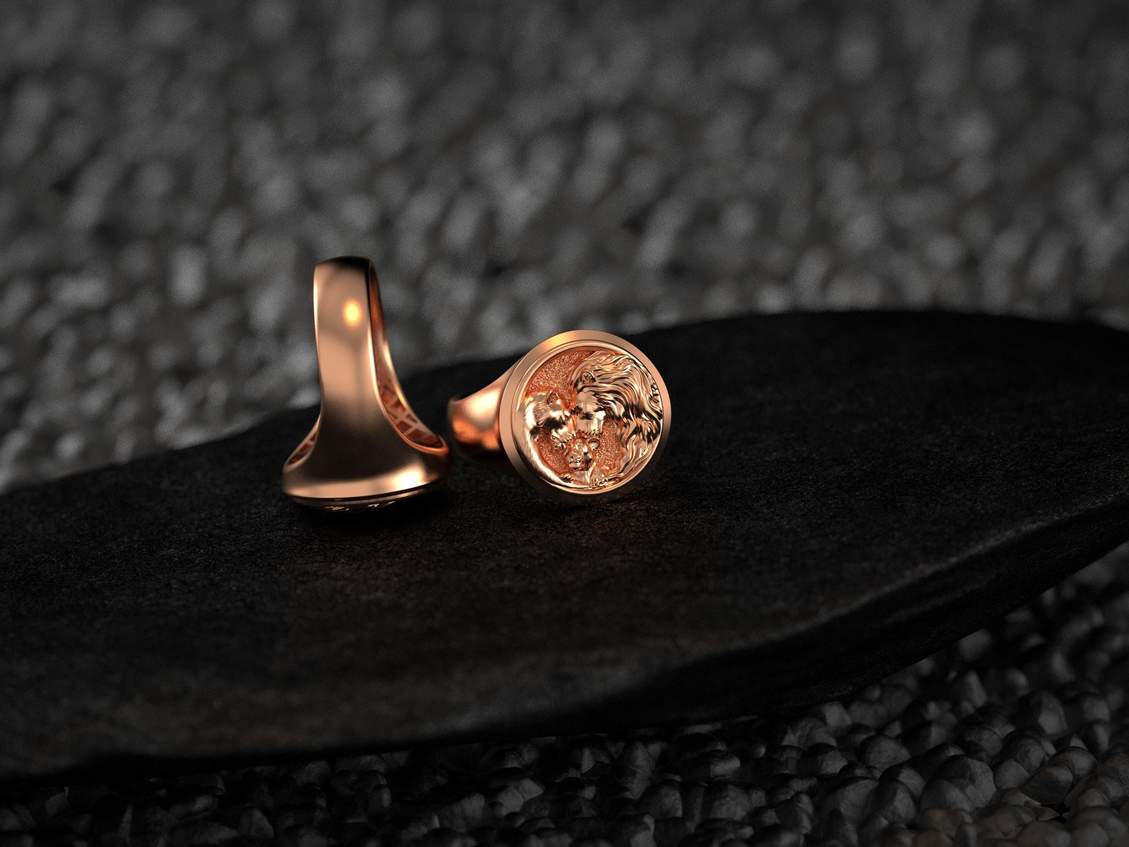 Lion Family Signet Ring – Sterling Silver Men’s Ring Symbol of Strength, Protection and Loyalty