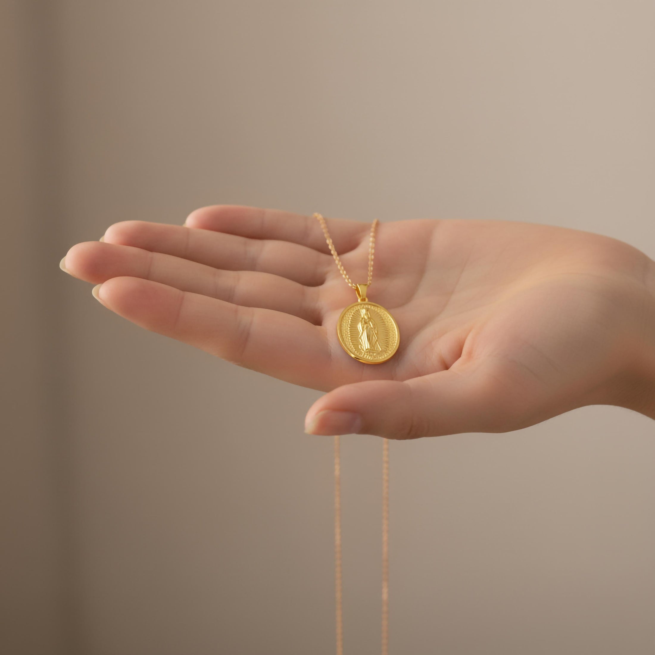 Gold Guadalupe Pendant - Engravable