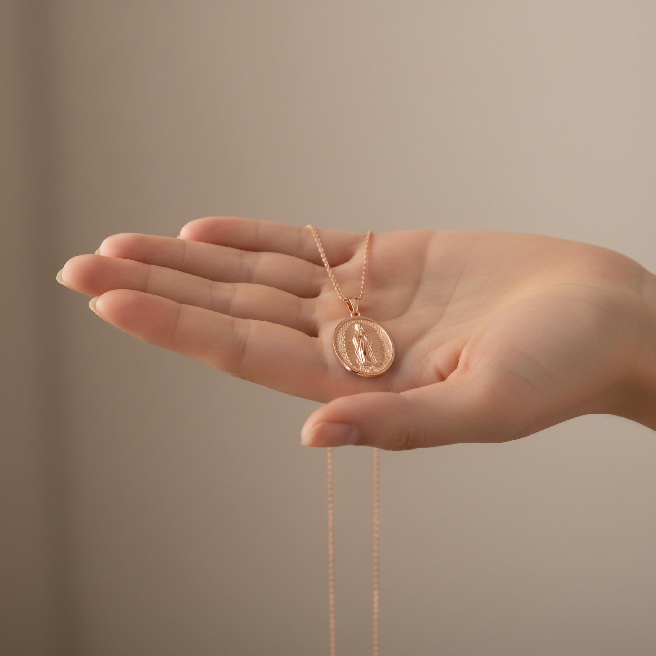 Gold Guadalupe Pendant - Engravable