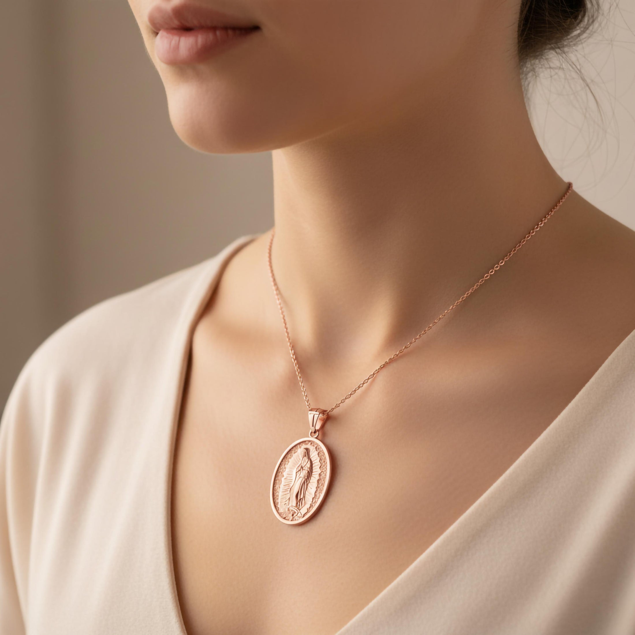 Gold Guadalupe Pendant - Engravable