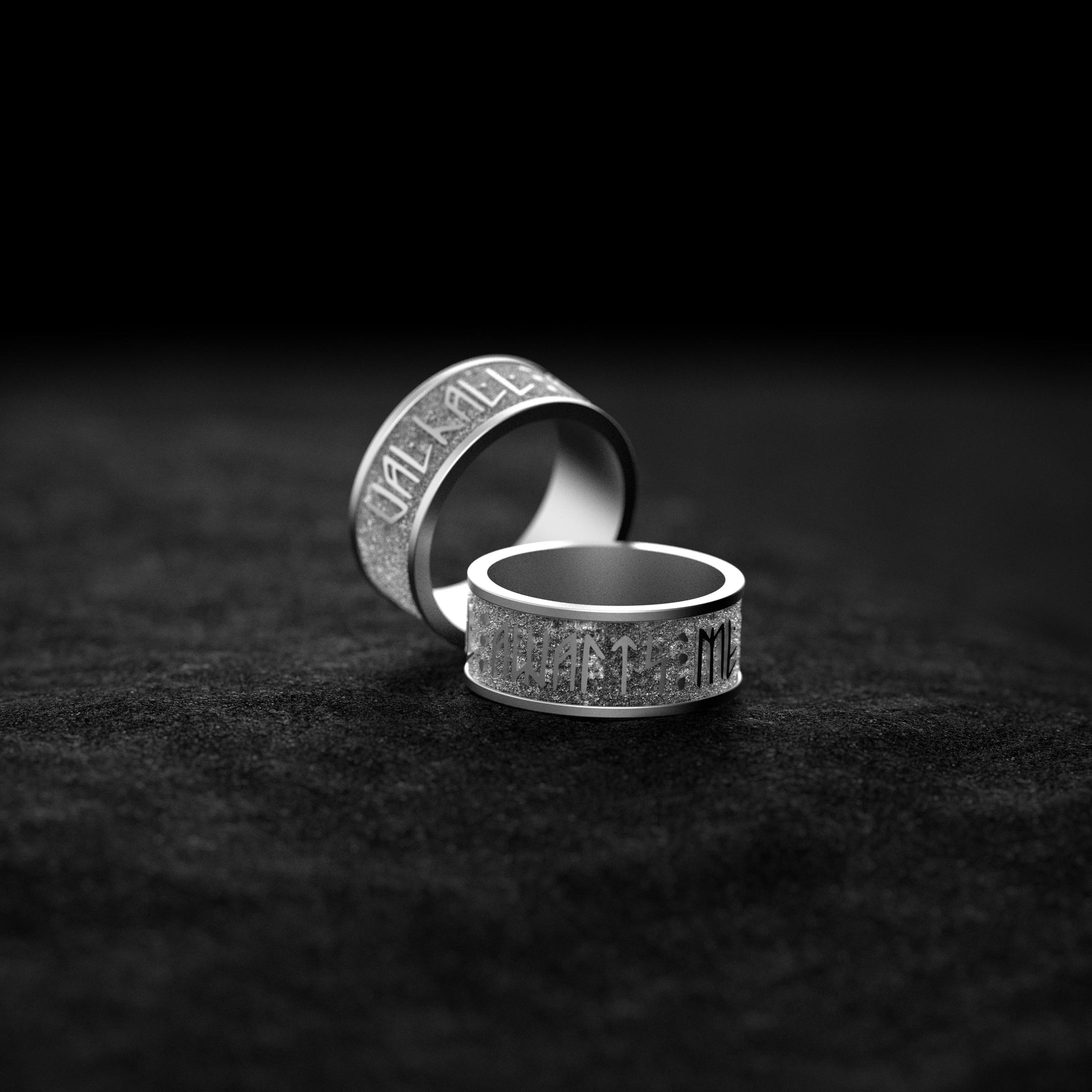 Valhalla Awaits Me Ring – Sterling Silver Viking Norse Mythology Band with Runes