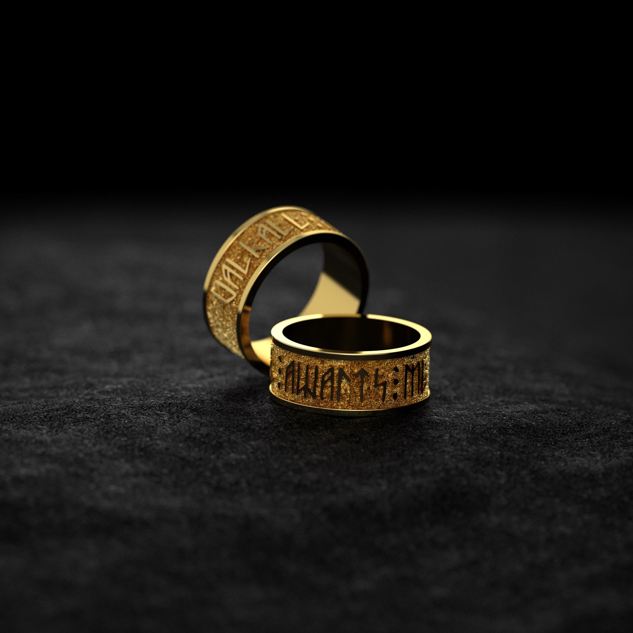 Valhalla Awaits Me Ring – Sterling Silver Viking Norse Mythology Band with Runes