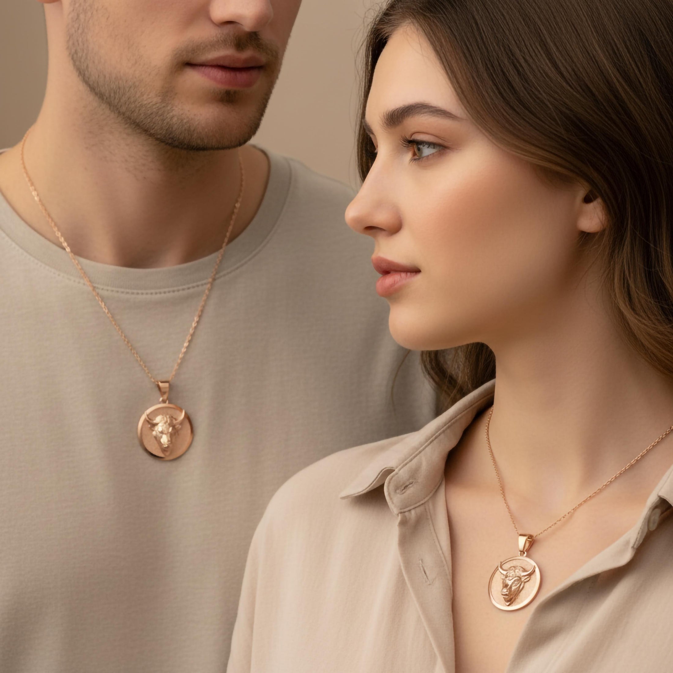 Gold Bull Pendant - Engravable