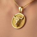 Load image into Gallery viewer, Gold Bull Pendant - Engravable
