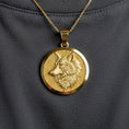 Load image into Gallery viewer, Gold Wolf Pendant - Engravable

