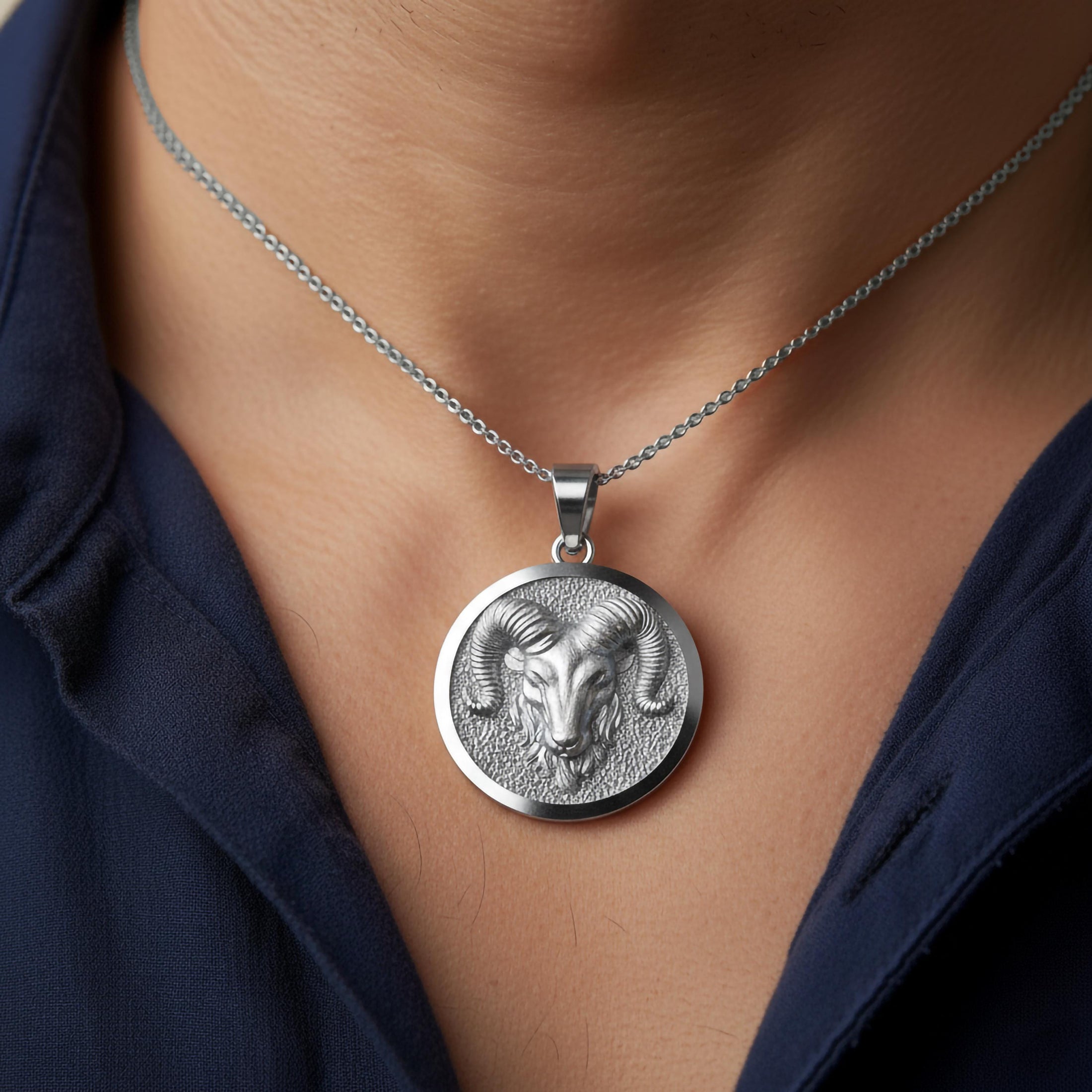 Gold Ram Pendant - Engravable