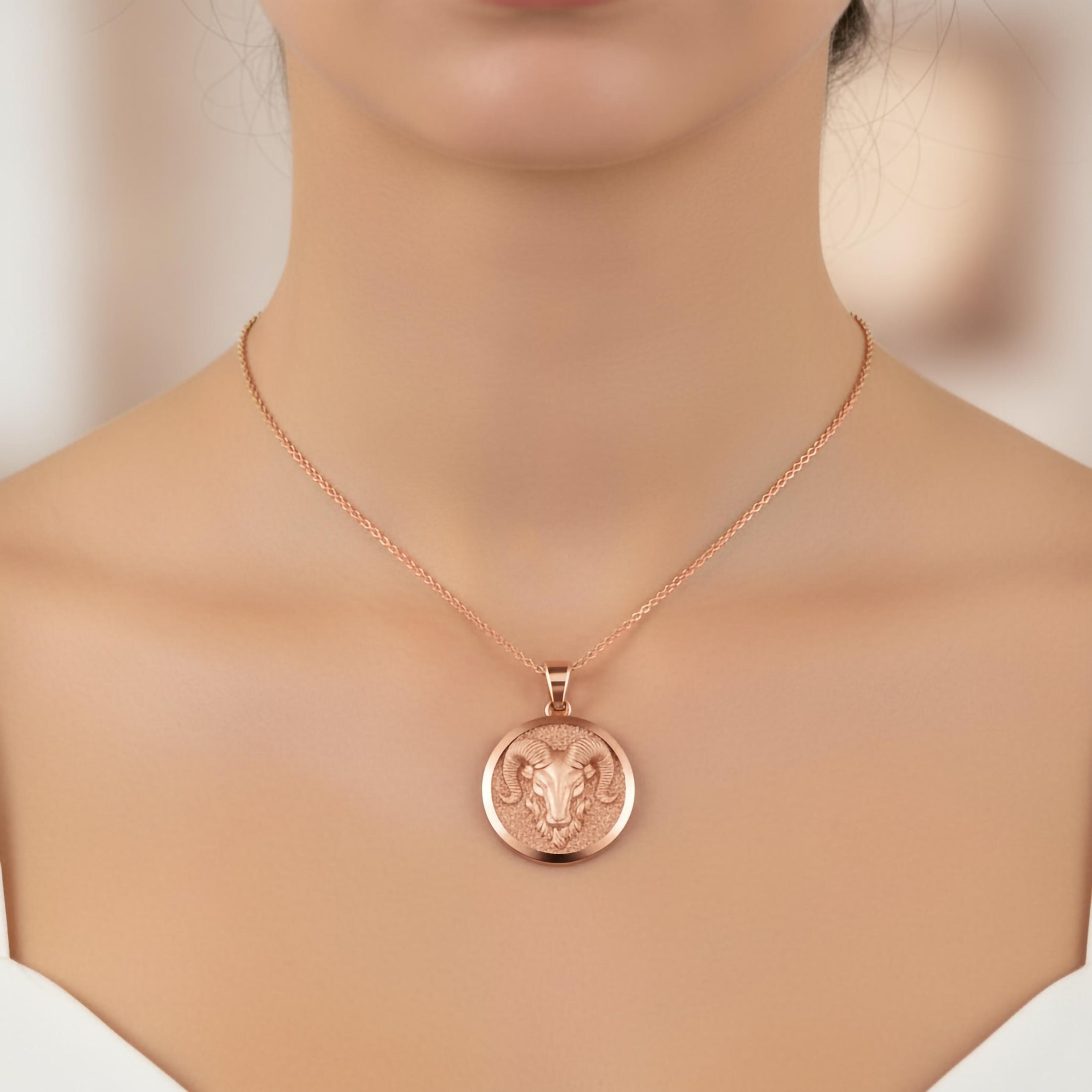 Gold Ram Pendant - Engravable