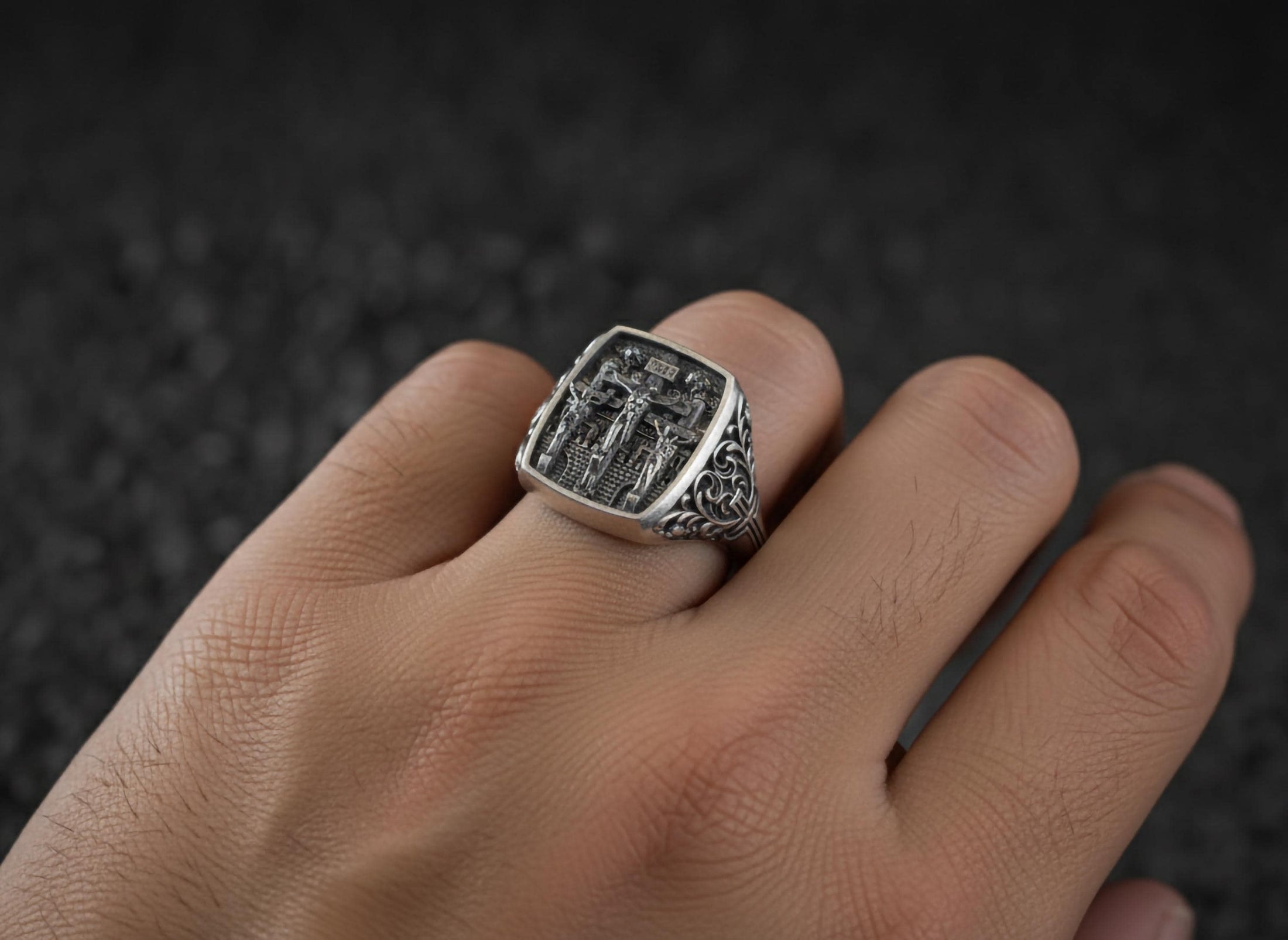 Crucifixion Ring – 925 Sterling Silver Jesus on Cross Band, Symbol of Faith, Redemption & Devotion Jewelry