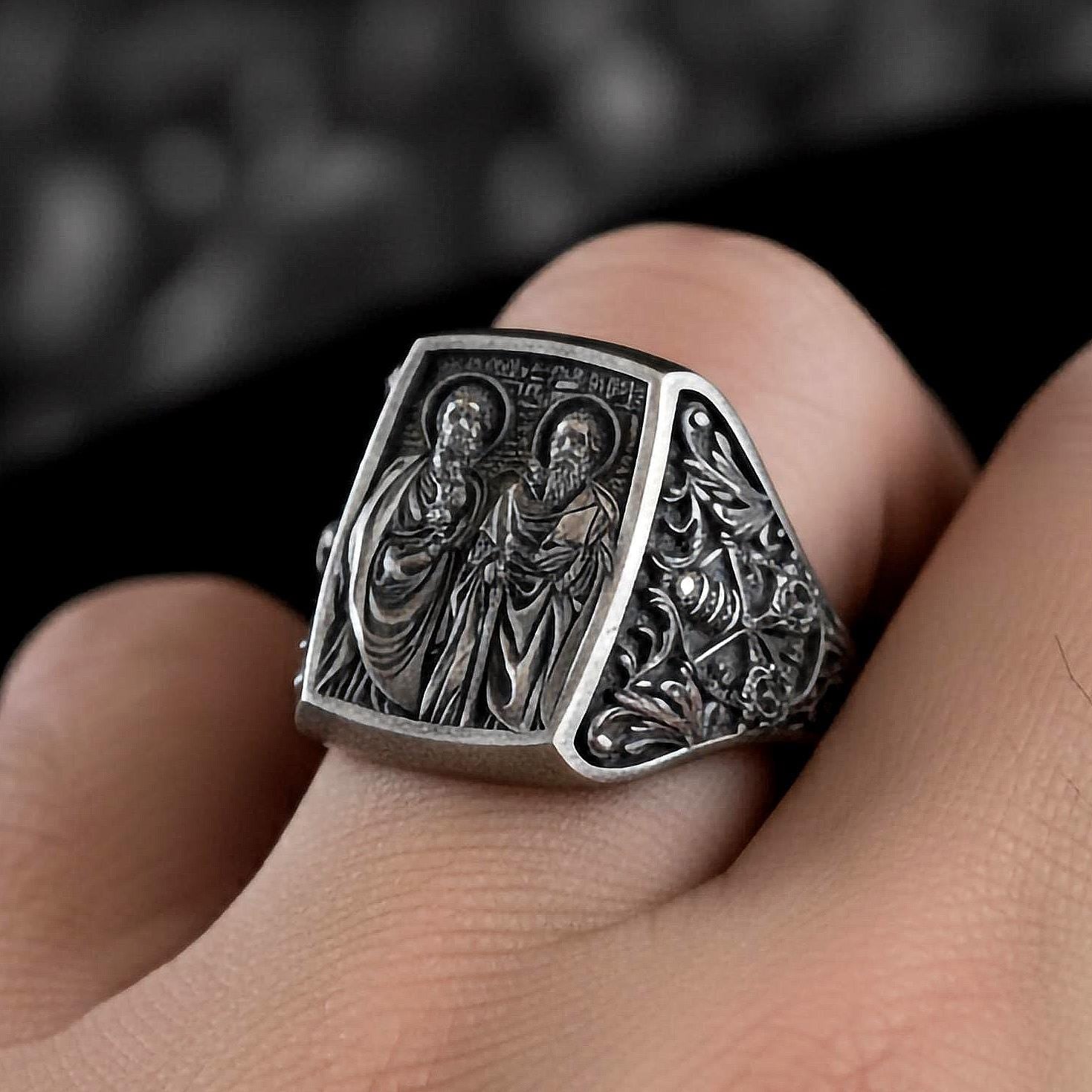 Saint Peter and Saint Paul Ring – 925 Sterling Silver Apostles of Faith, Symbol of Unity and Devotion Jewelry