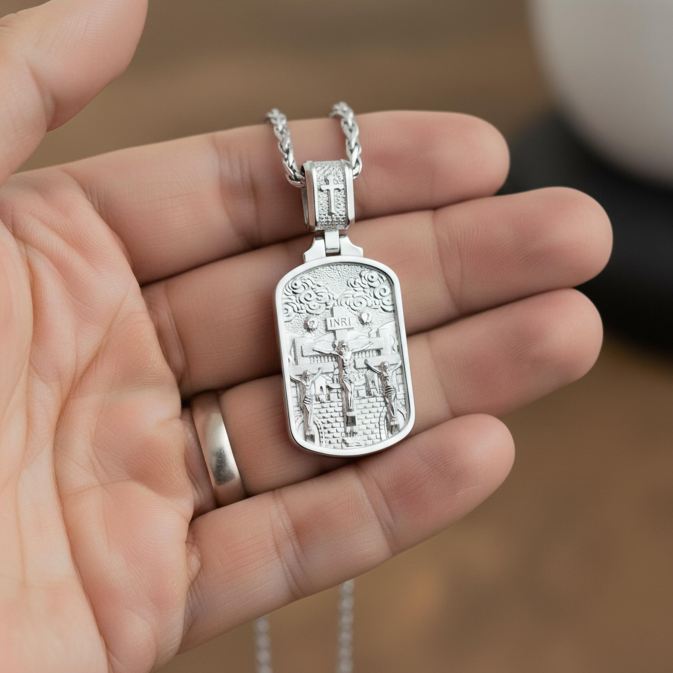 Crucifixion Pendant – 925 Sterling Silver Jesus on Cross Necklace, Christian Symbol of Faith and Redemption