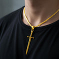 Bild in Galerie-Betrachter laden, Medieval Sword Pendant – Sterling Silver Knight Templar Crusader Cross Necklace
