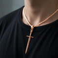Bild in Galerie-Betrachter laden, Medieval Sword Pendant – Sterling Silver Knight Templar Crusader Cross Necklace
