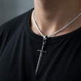Bild in Galerie-Betrachter laden, Medieval Sword Pendant – Sterling Silver Knight Templar Crusader Cross Necklace
