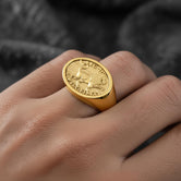Roman Legion Ring – LEG III Flavia Felix Antique-Style Signet Ring, Ancient Roman Military Jewelry, Men’s Sterling Silver Gift