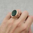 Load image into Gallery viewer, Oval Gemstone Ring – 925 Sterling Silver Men’s Vintage Ring with Onyx, Tiger’s Eye, Green Onyx & Red Garnet

