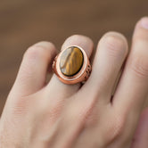 Religious Gemstone Cross Ring – 925 Sterling Silver Men’s Ring with Onyx, Tiger’s Eye, Green Onyx & Red Garnet