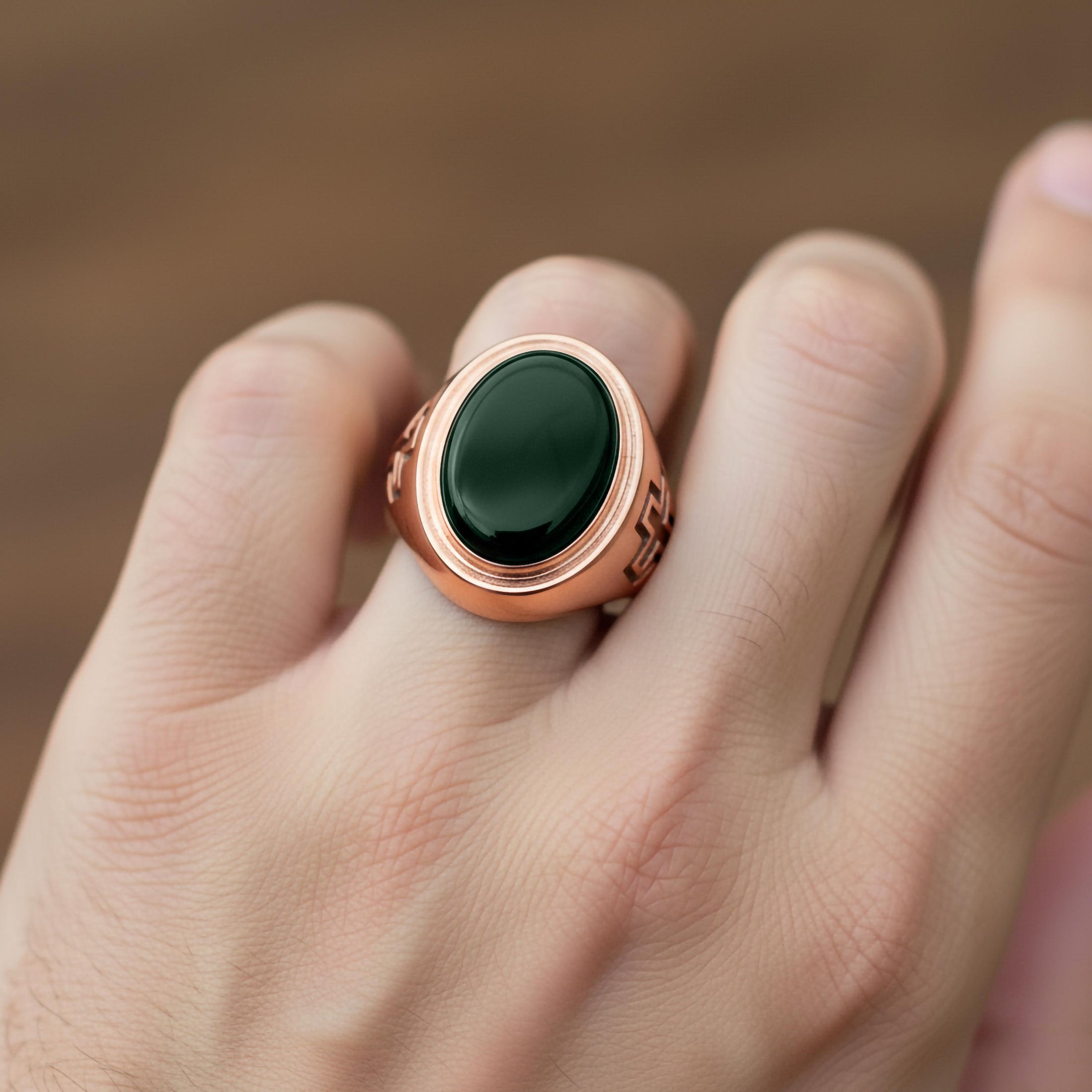 Religious Gemstone Cross Ring – 925 Sterling Silver Men’s Ring with Onyx, Tiger’s Eye, Green Onyx & Red Garnet