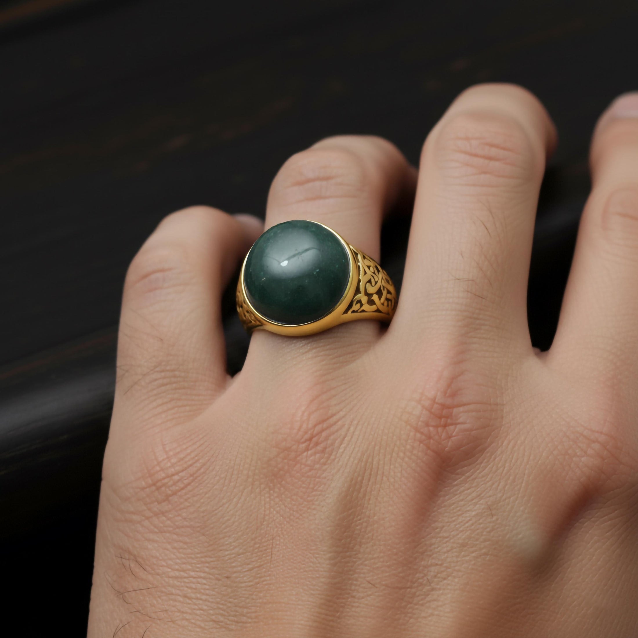 Round Gemstone Men’s Ring – 925 Sterling Silver Vintage Ring with Lapis Lazuli, Tiger’s Eye, Green Aventurine & Red Agate