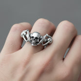 Silver Skull Biker Ring - Gothic Jewelry for Motorcyclists, Bold Men's Skull Ring, Edgy Biker Gift