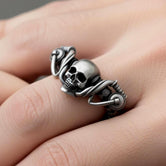 Silver Skull Biker Ring - Gothic Jewelry for Motorcyclists, Bold Men's Skull Ring, Edgy Biker Gift