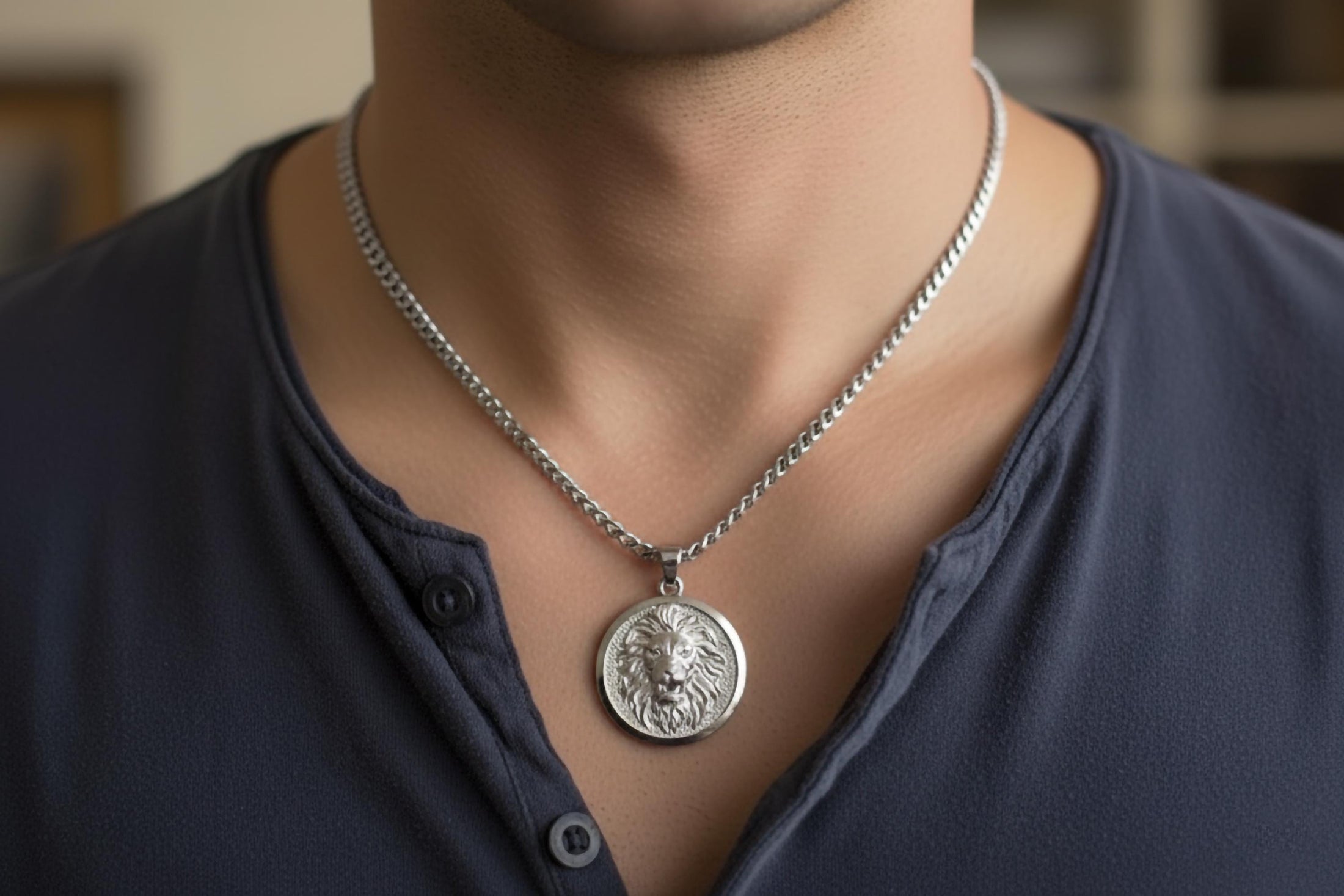 Gold Lion Pendant - Engravable