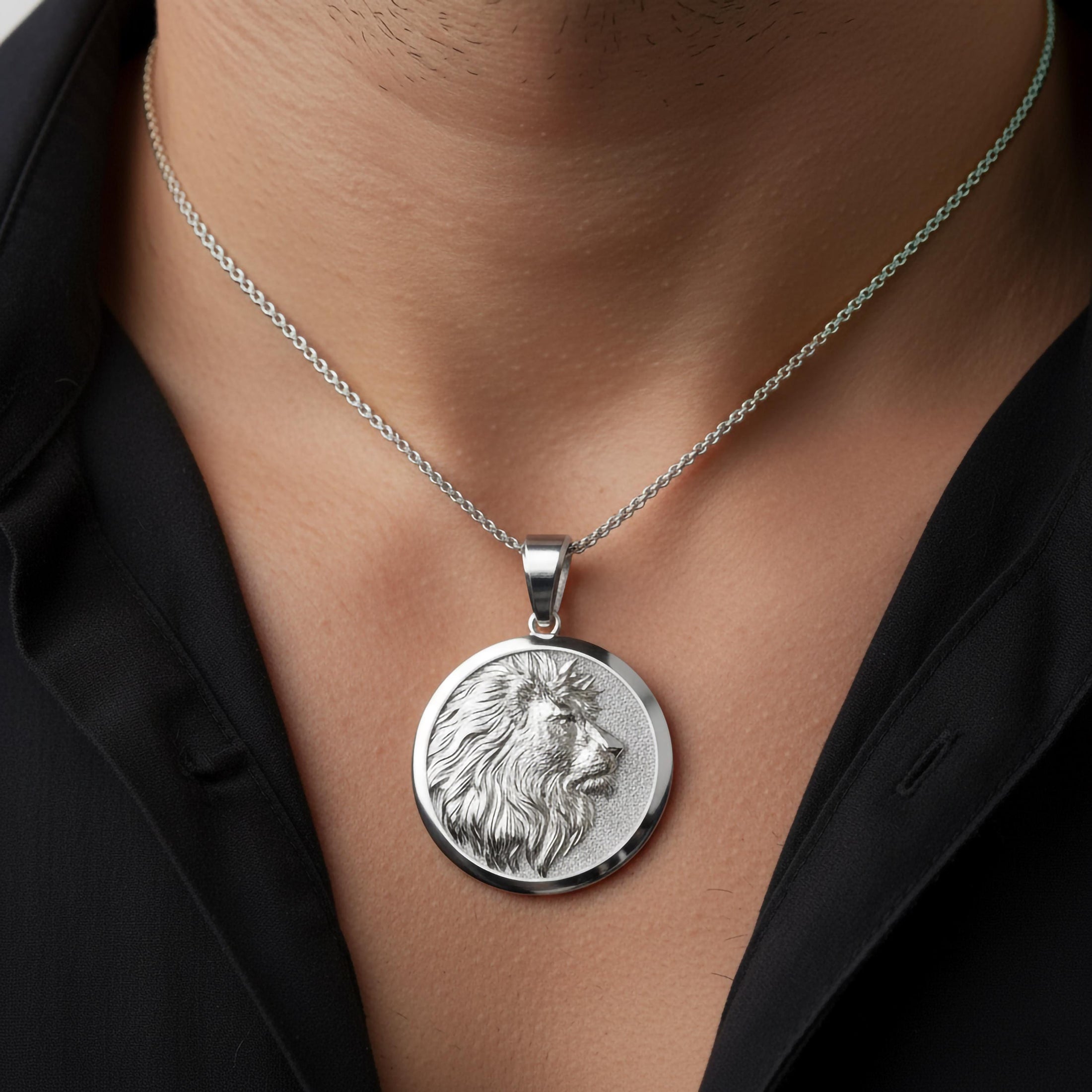 Gold Lion Pendant - Engravable