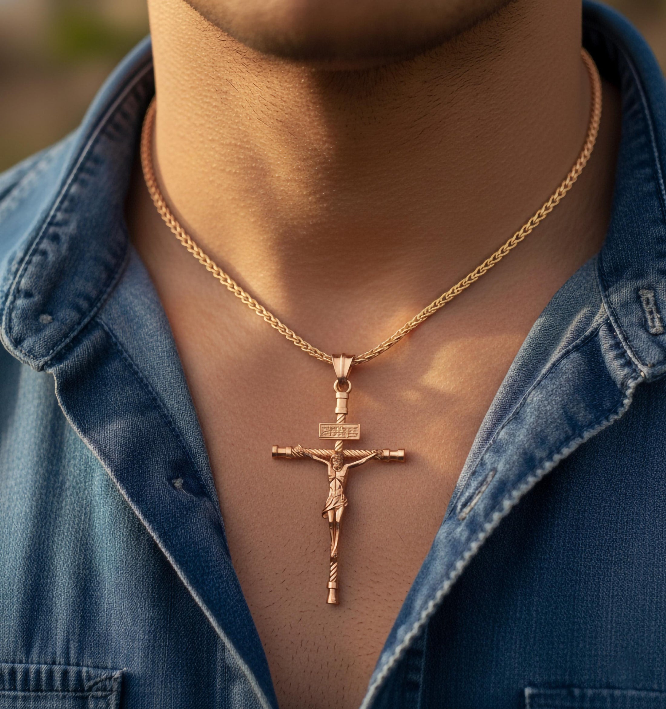 Crucifix Jesus Pendant – 925 Sterling Silver Cross Necklace for Men, Christian Faith Jewelry, Catholic Gift