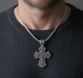 Holy Trinity Cross Pendant – 925 Sterling Silver Jesus and Virgin Mary Necklace, Catholic Devotional Jewelry