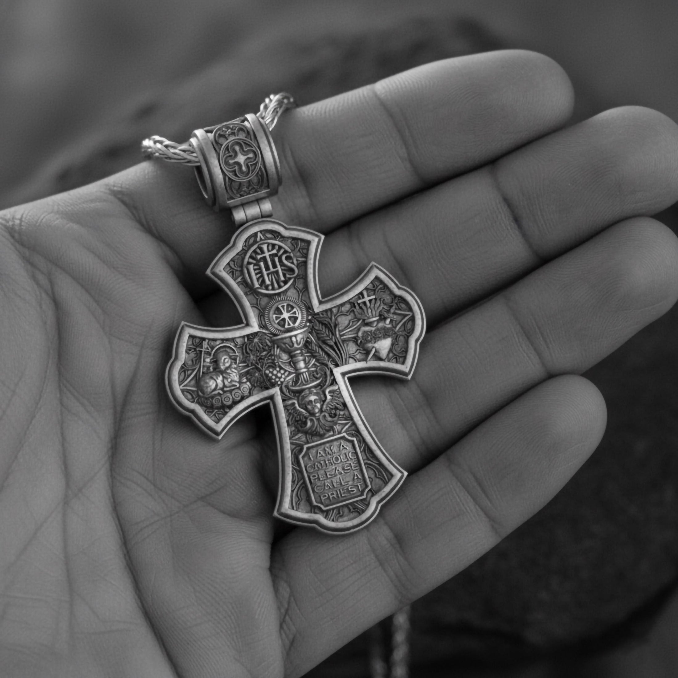 Holy Trinity Cross Pendant – 925 Sterling Silver Jesus and Virgin Mary Necklace, Catholic Devotional Jewelry