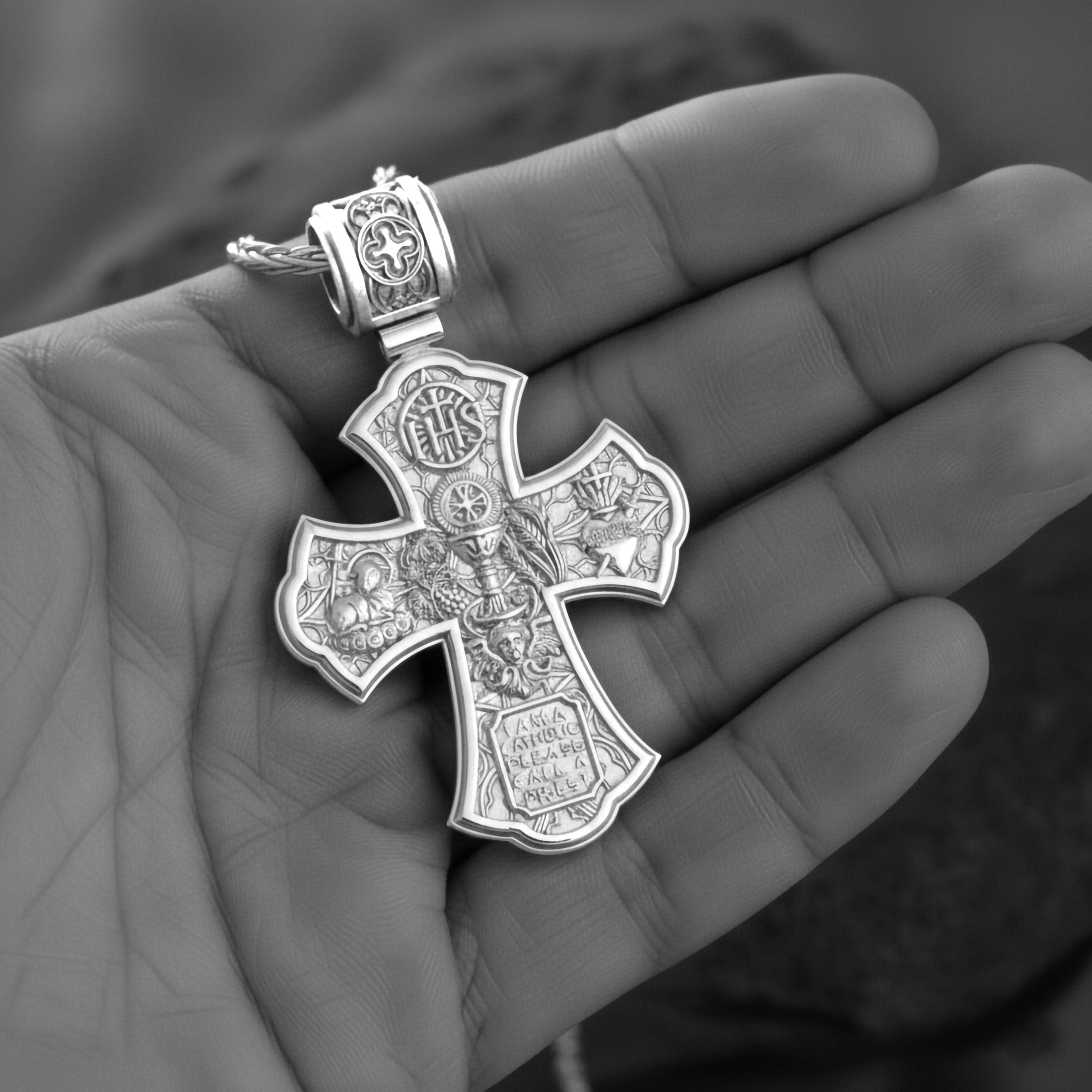 Holy Trinity Cross Pendant – 925 Sterling Silver Jesus and Virgin Mary Necklace, Catholic Devotional Jewelry