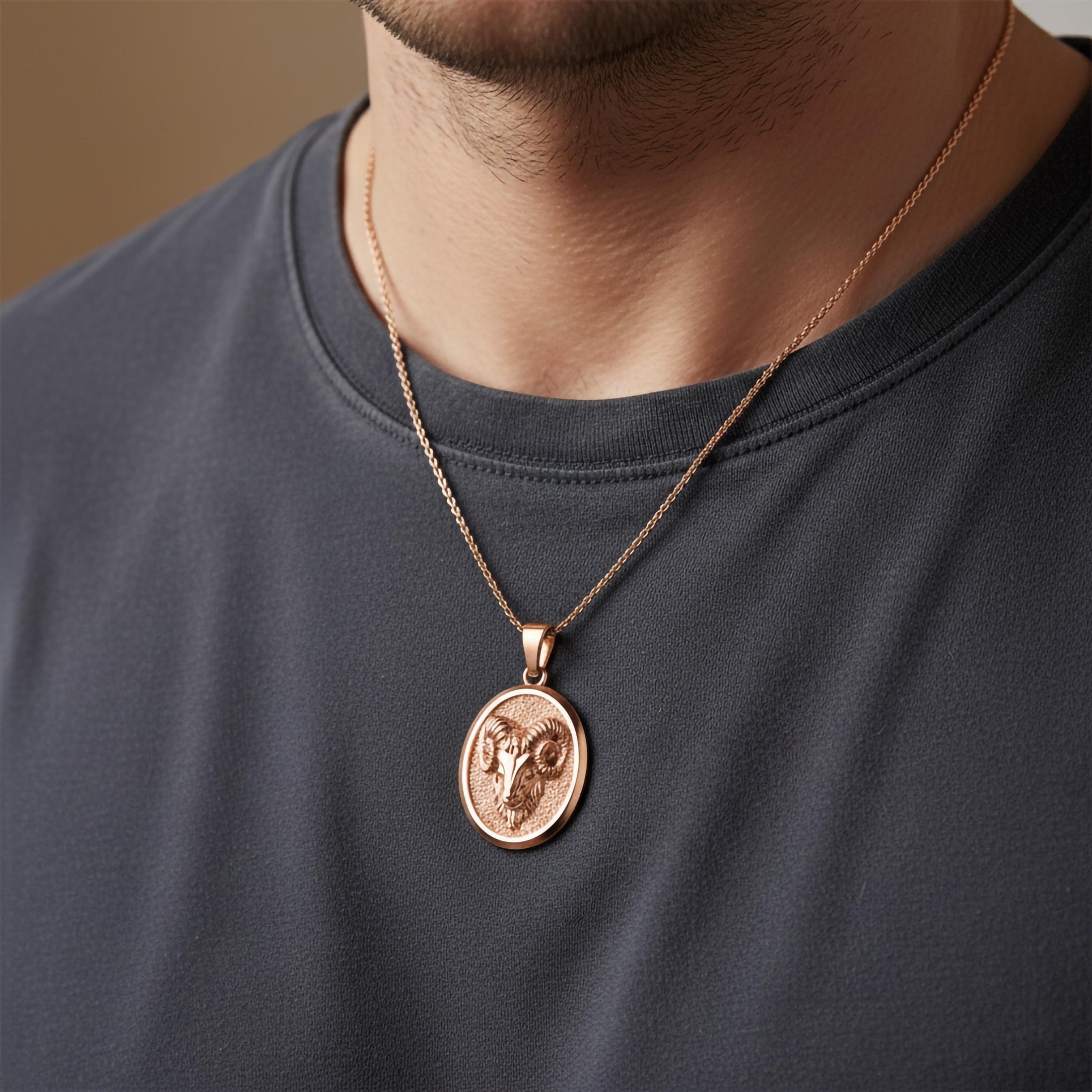 Gold Ram Pendant - Engravable