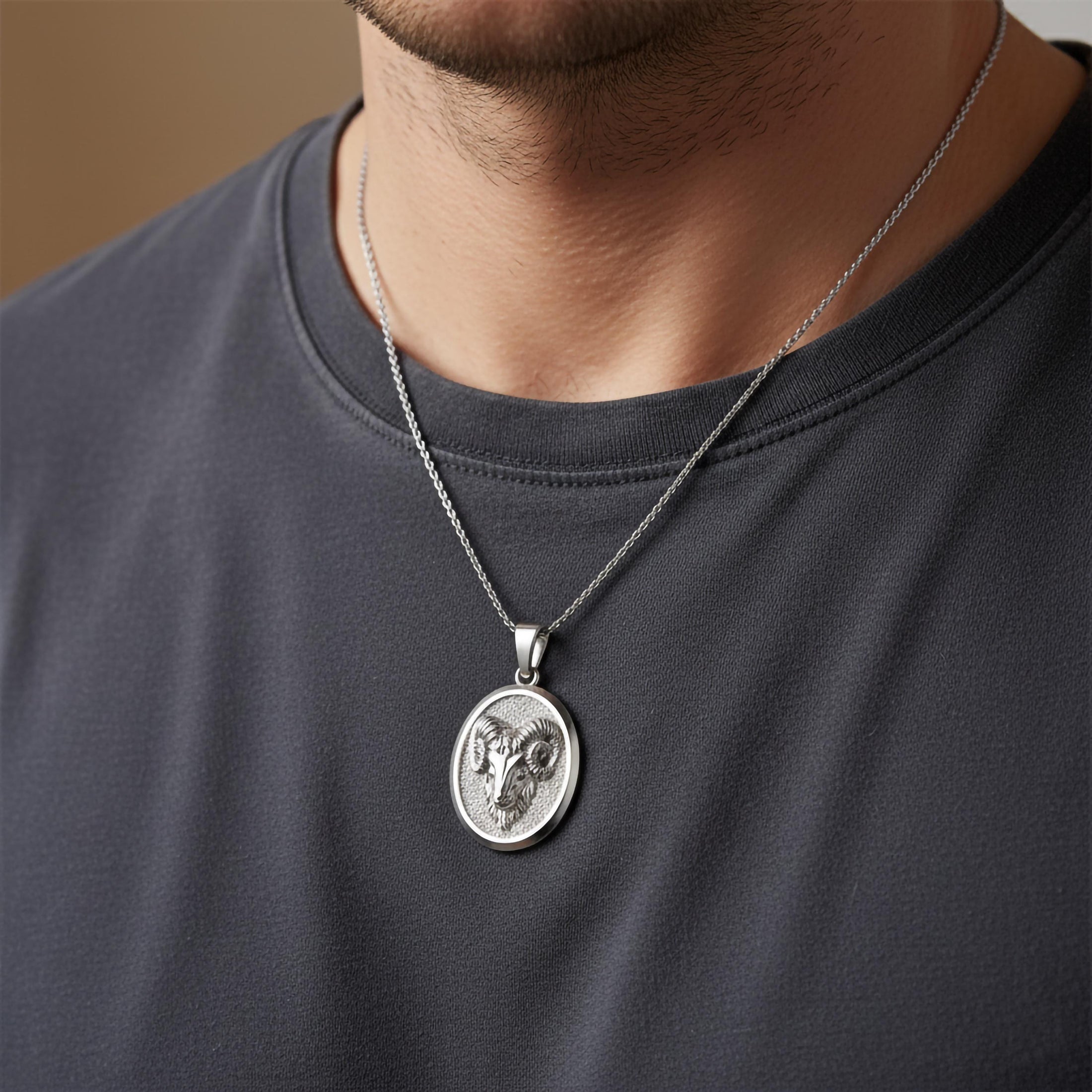 Gold Ram Pendant - Engravable