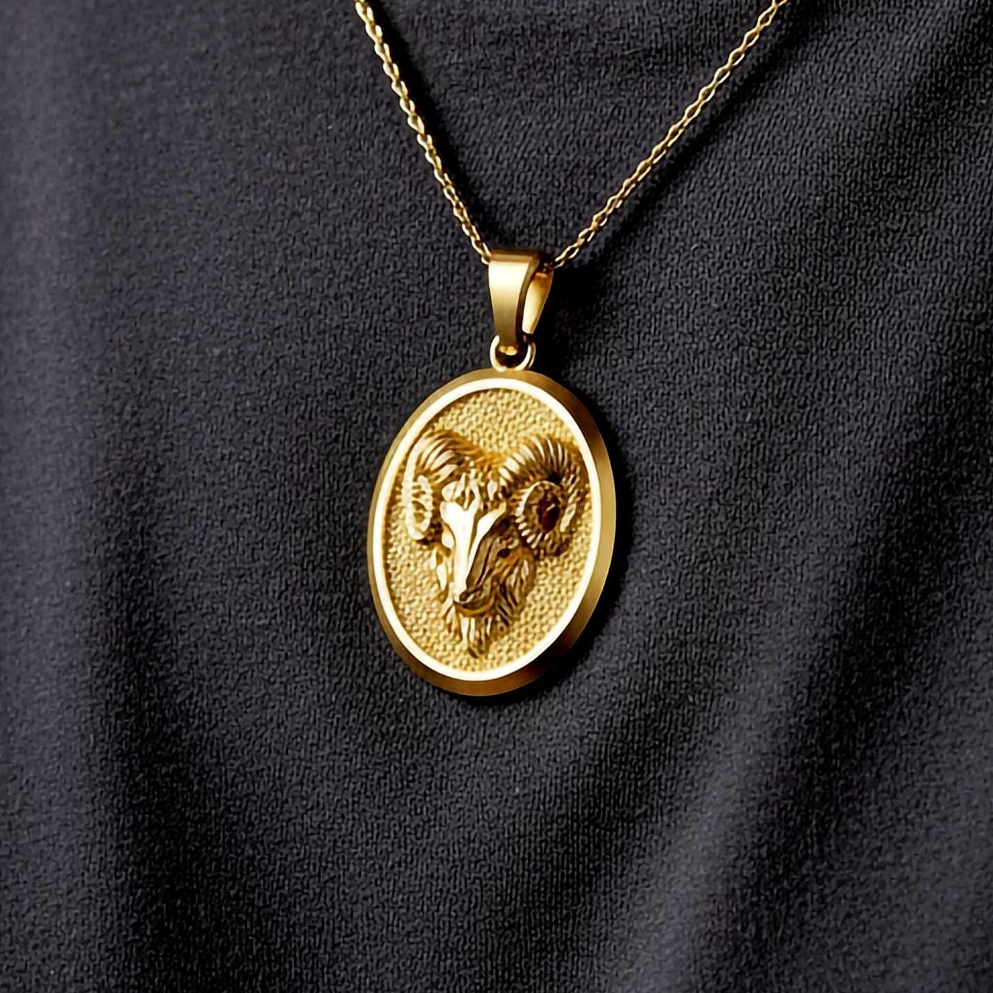 Gold Ram Pendant - Engravable