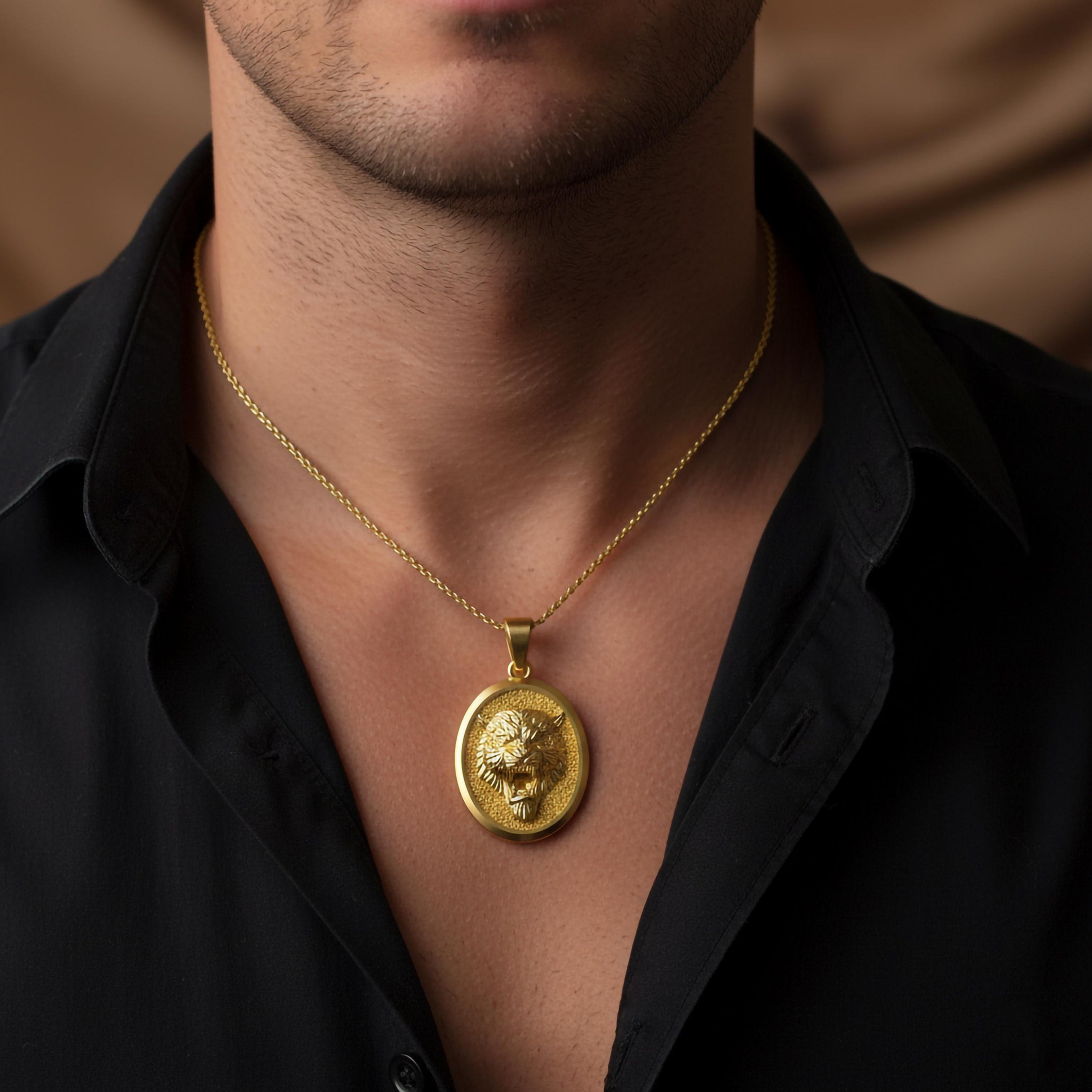 Gold Tiger Pendant - Engravable