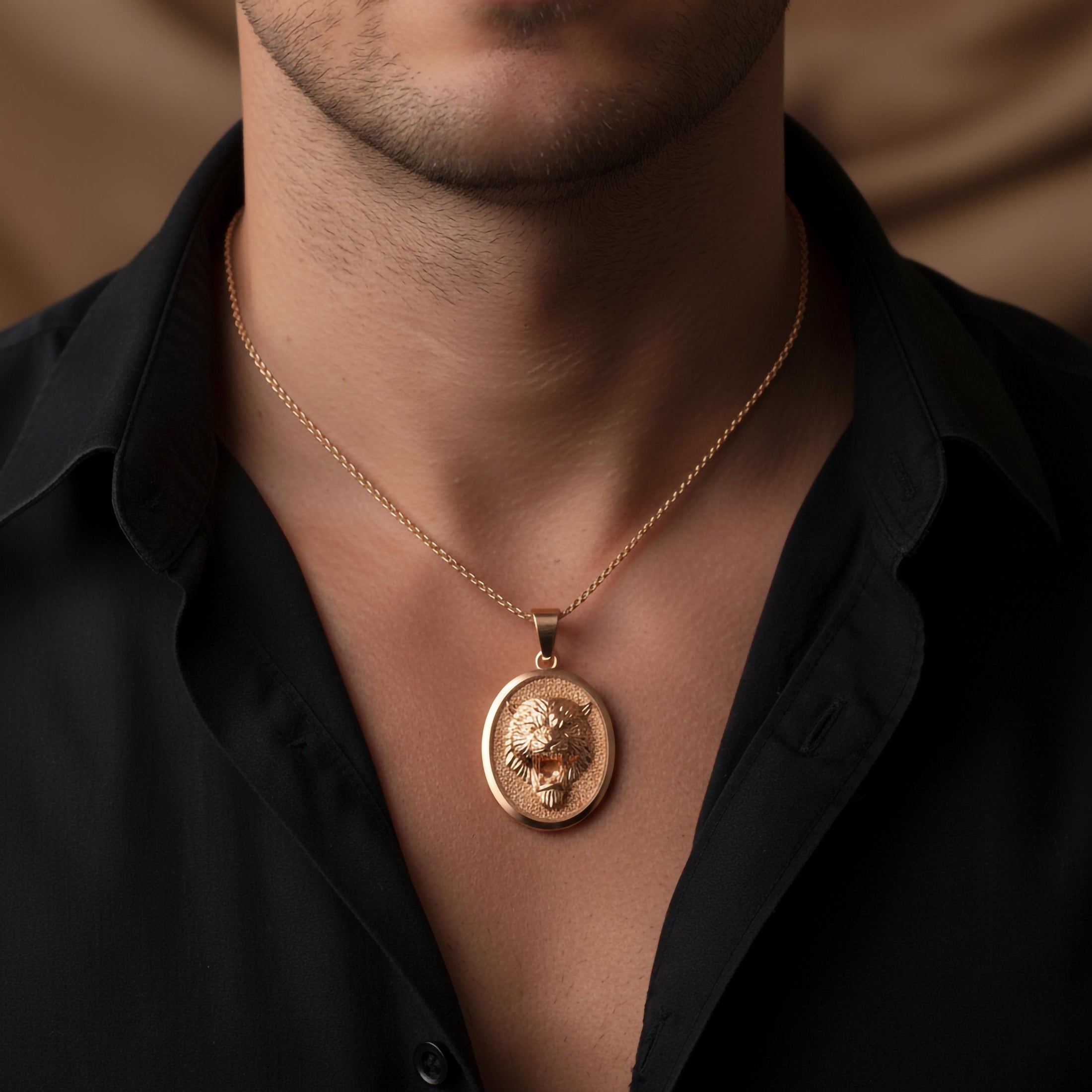 Gold Tiger Pendant - Engravable