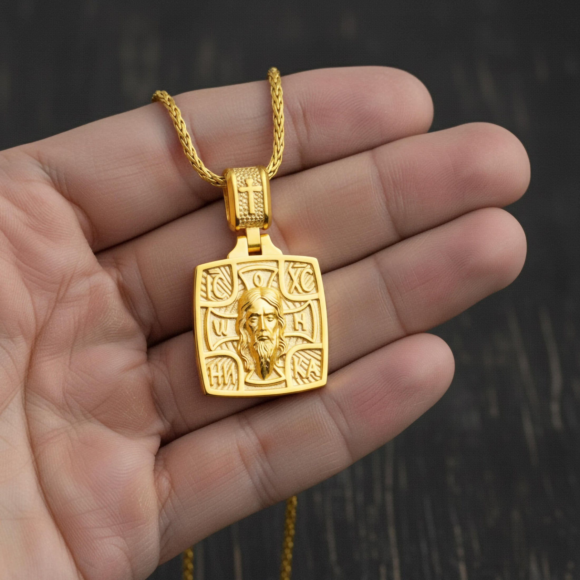 Jesus Christ IC XC NIKA Pendant – 925 Silver Orthodox Cross Necklace, Byzantine Christian Protection Jewelry