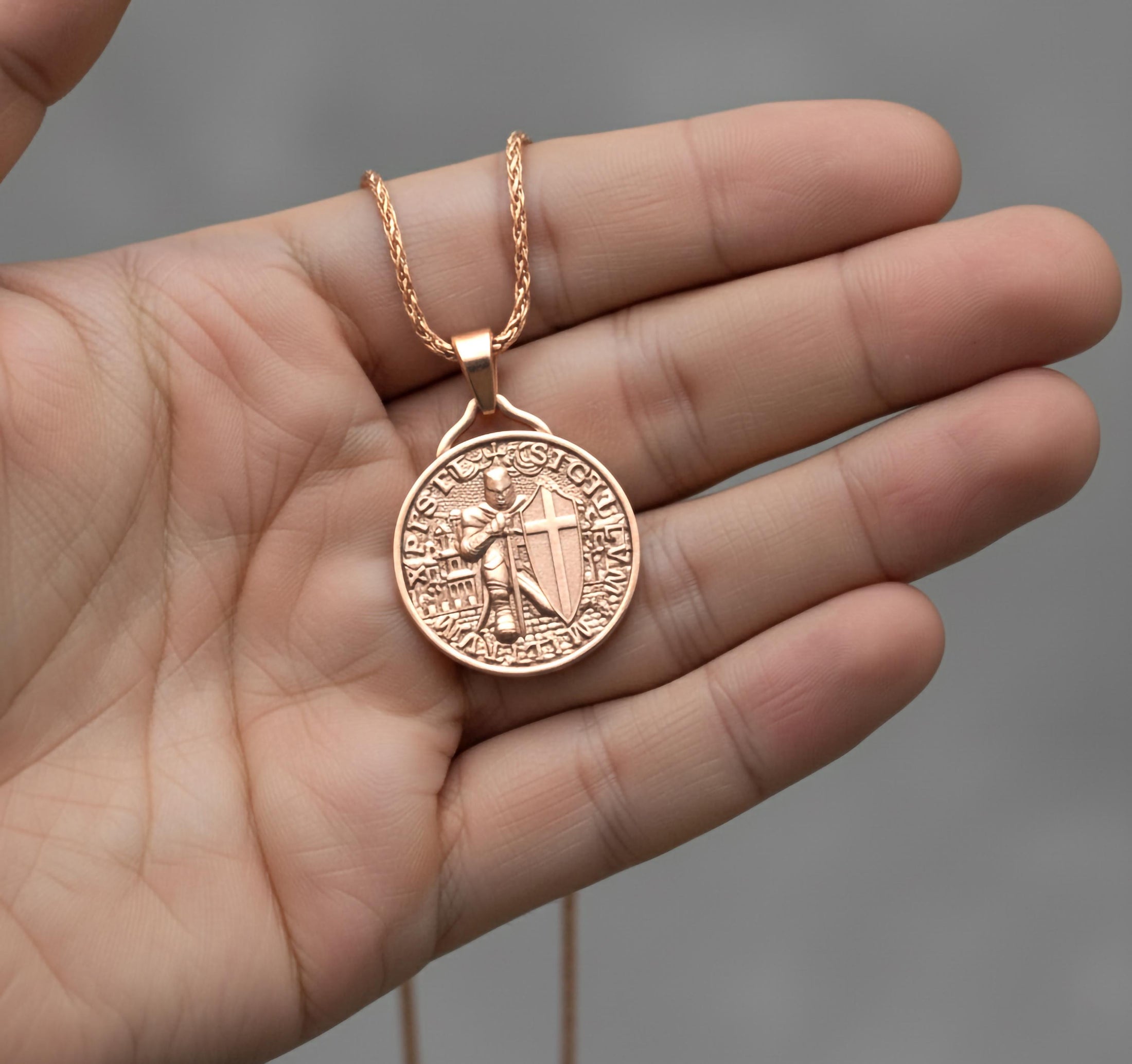 Templar Knight Pendant – 925 Silver Crusader Shield Necklace, Medieval Christian Warrior Jewelry for Men