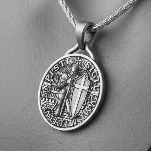 Templar Knight Pendant – 925 Silver Crusader Shield Necklace, Medieval Christian Warrior Jewelry for Men