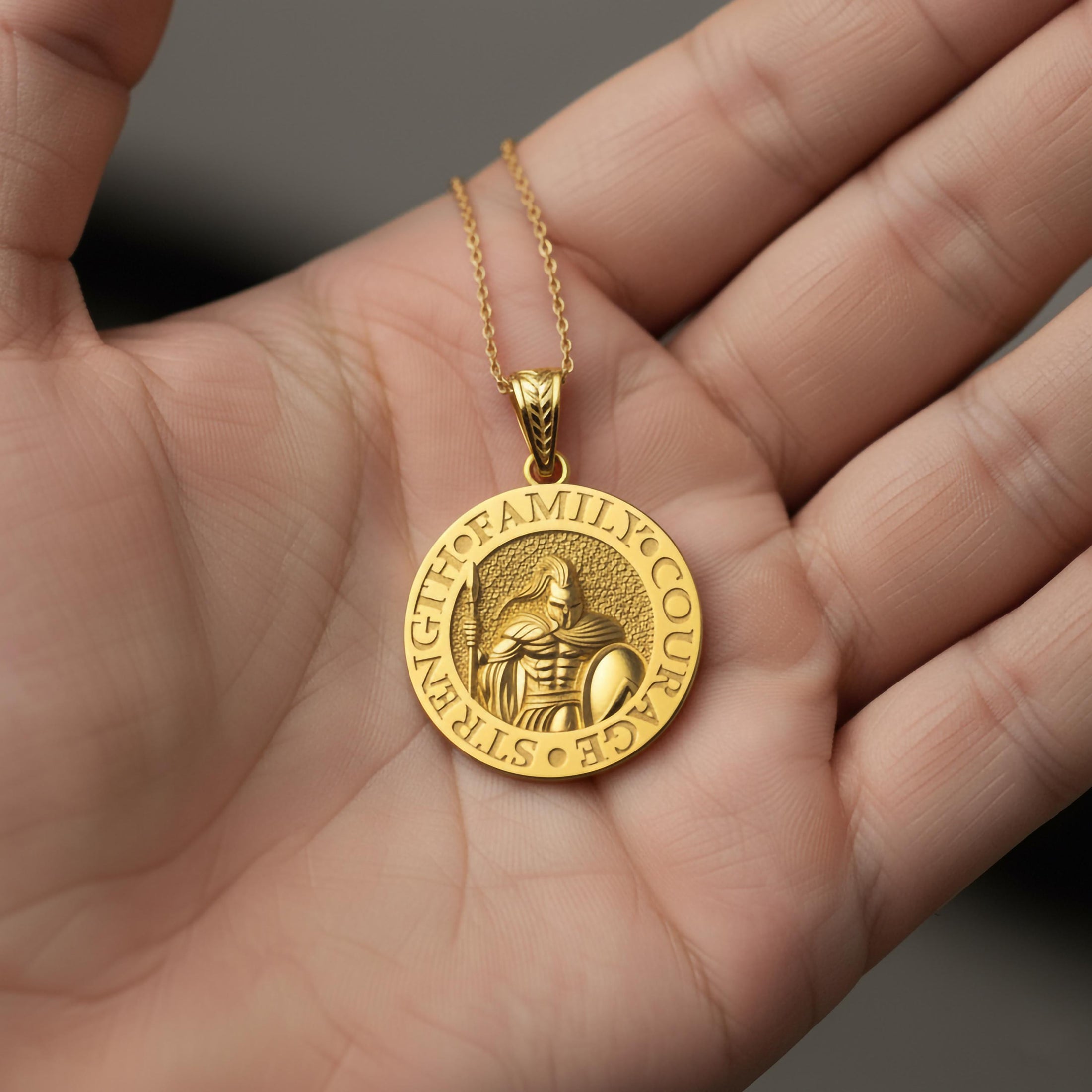 Gold Spartan Pendant - Engravable