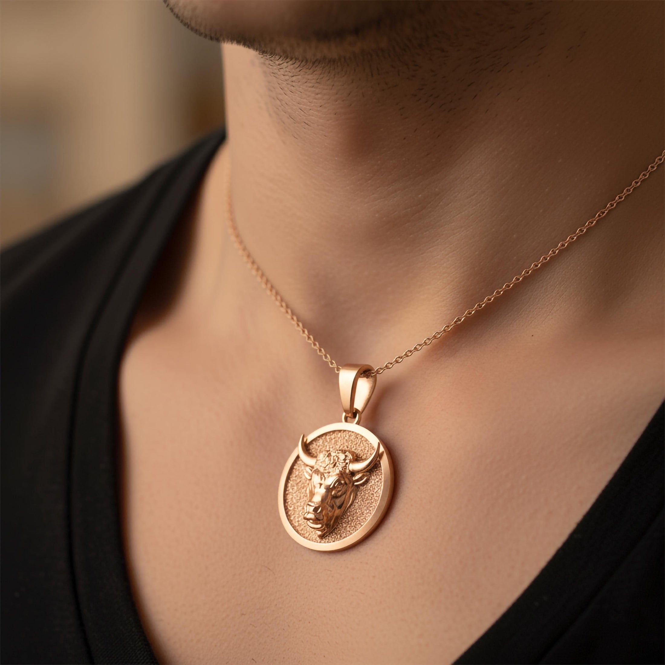 Gold Bull Pendant - Engravable