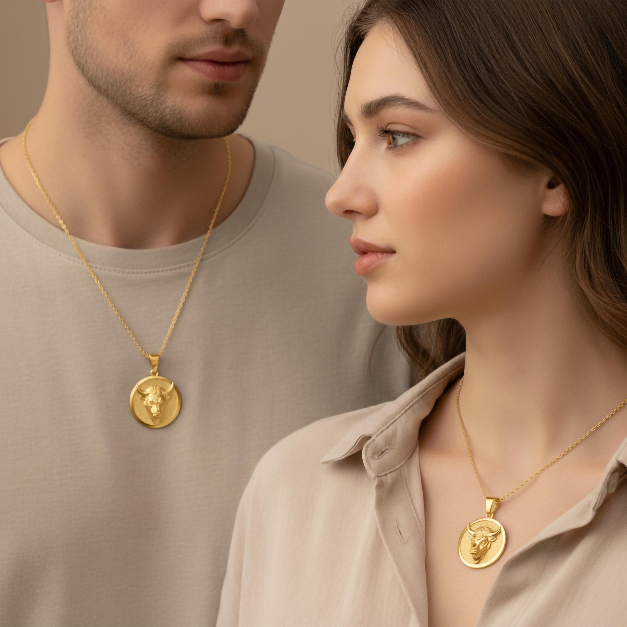 Gold Bull Pendant - Engravable