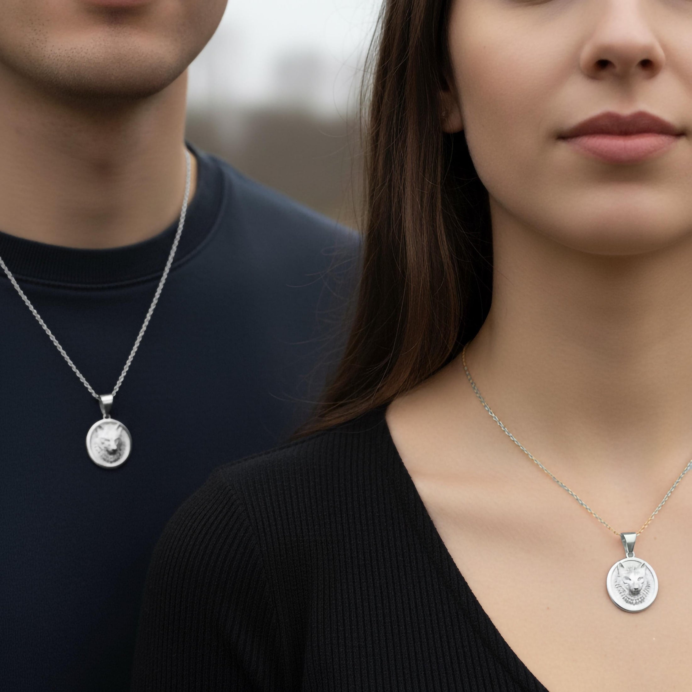 Gold Wolf Pendant - Engravable