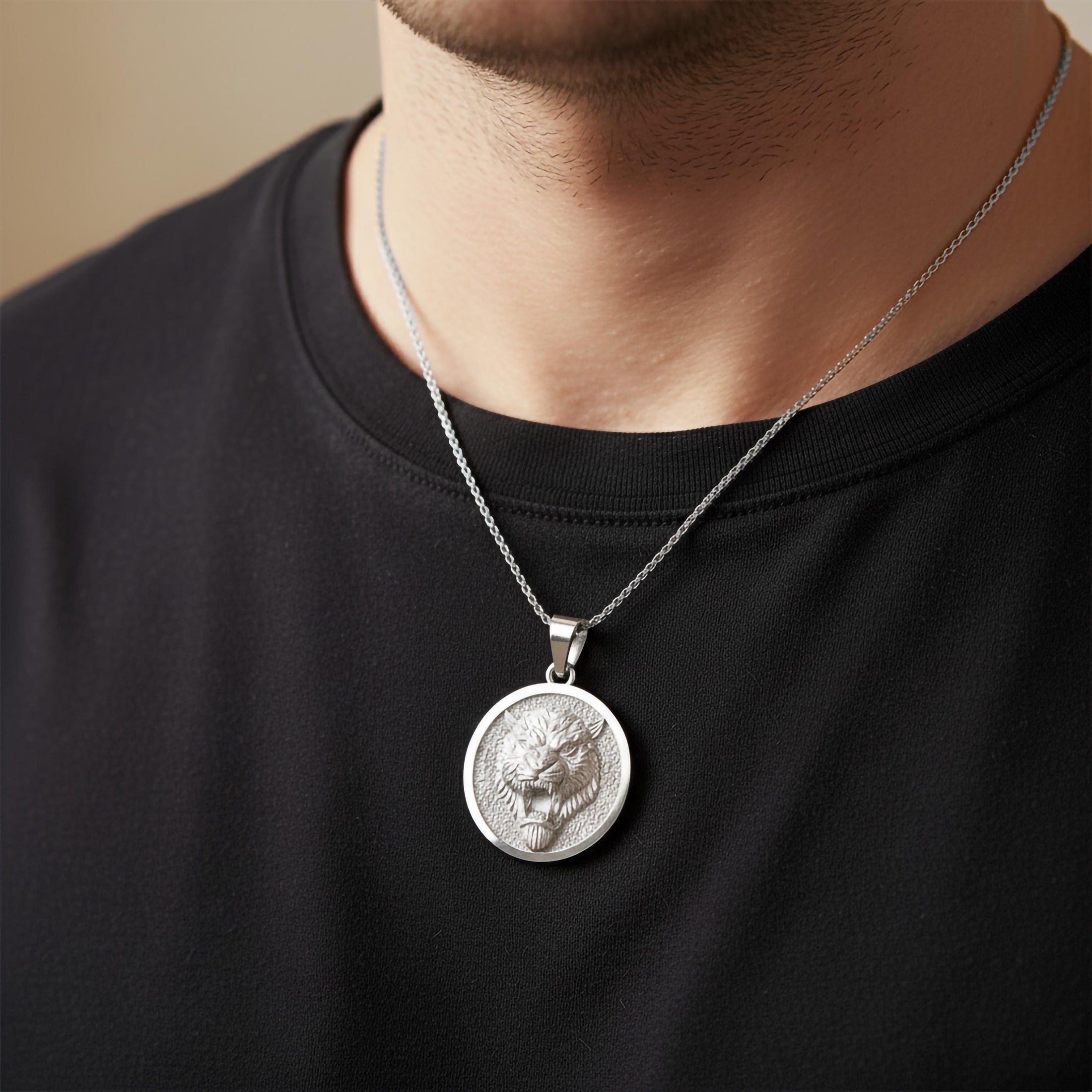 Gold Tiger Pendant - Engravable