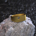 Bild in Galerie-Betrachter laden, Minimalist Square Gemstone Ring – Modern 925 Silver or Solid Gold & Rose Gold Band, Contemporary Mens or Womens Jewelry
