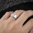 Bild in Galerie-Betrachter laden, Minimalist Square Gemstone Ring – Modern 925 Silver or Solid Gold & Rose Gold Band, Contemporary Mens or Womens Jewelry
