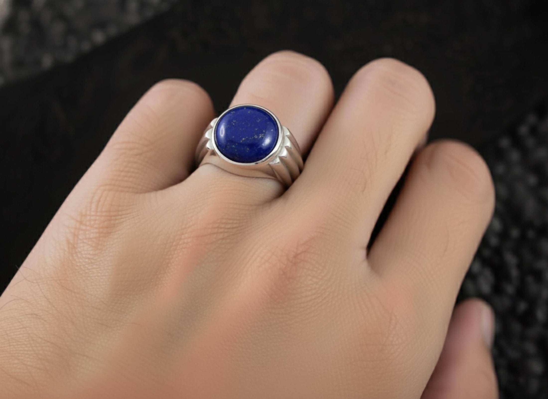 Vintage Gemstone Ring – 925 Silver Onyx, Tiger’s Eye & Lapis Lazuli Signet Ring, Bold Handmade Men’s Jewelry