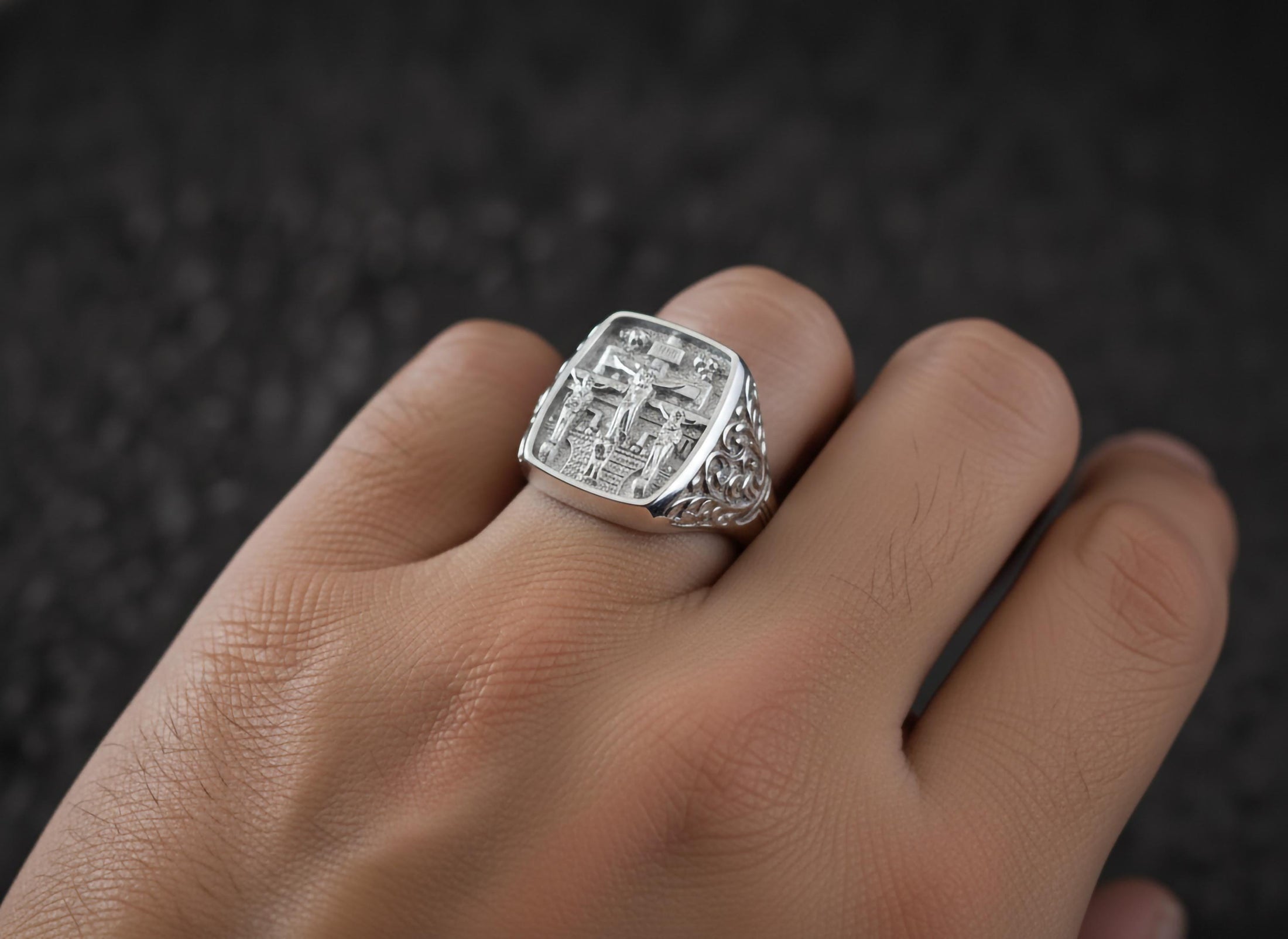 Crucifixion Ring – 925 Sterling Silver Jesus on Cross Band, Symbol of Faith, Redemption & Devotion Jewelry